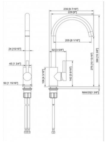 Arc Kitchen Mixer DRAWING Arc Kitchen Mixer