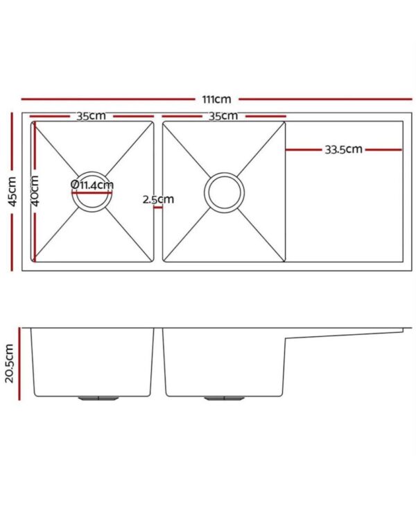 Forge 1110 Double Bowl & Drainer Sink